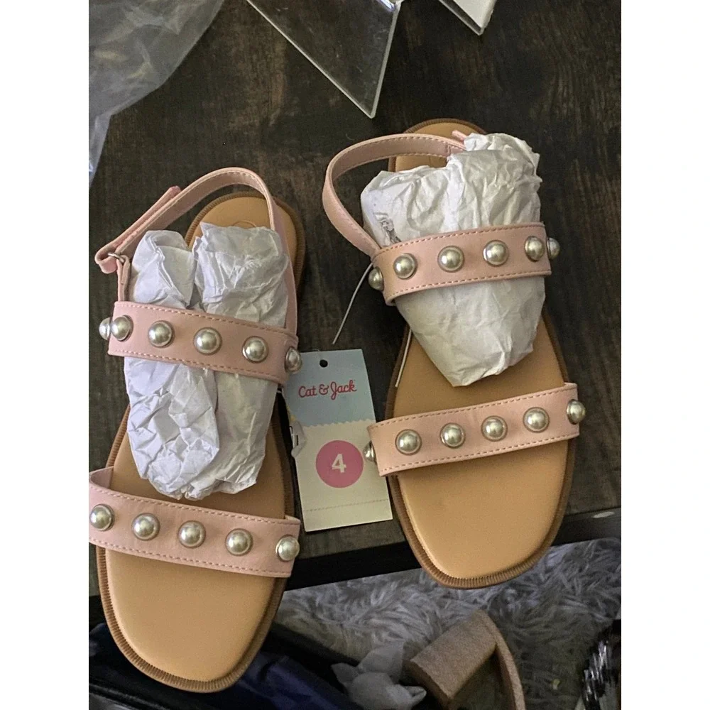 Big Girl Sandals Cat & Jack Eve Pearl Blush 4 New With‎ Tags
